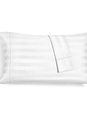 NEW Charter Club Stripe 550 Thread Count 100% Cotton Pillowcase Pair White King